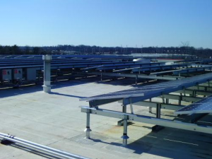 This photo shows a rack-mounted PV system. 