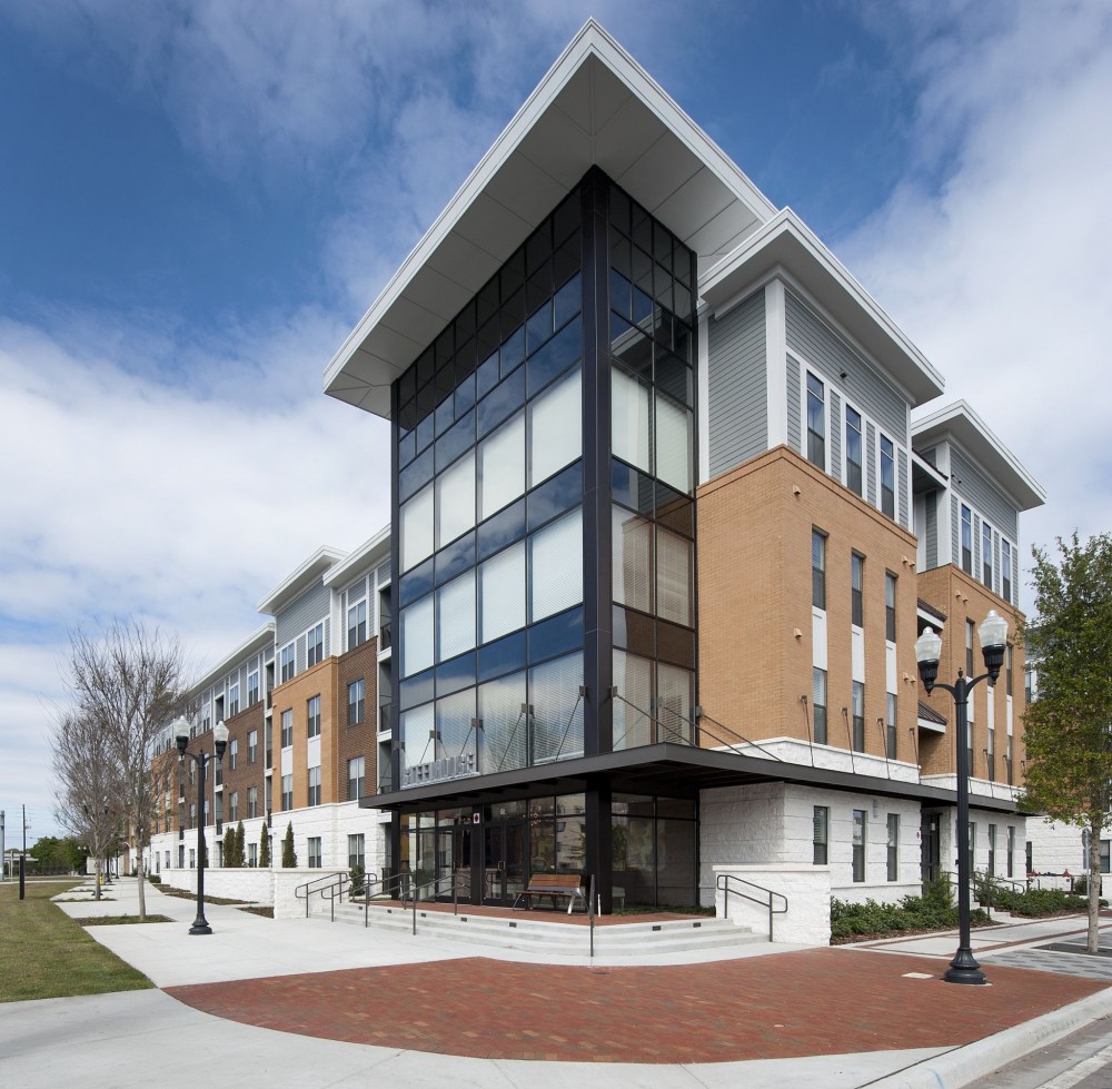 Orlando, Florida's multi-family SteelHouse building, designed by Poole & Poole Architecture, uses vertical fiber cement siding and soffit panels engineered for the climate.