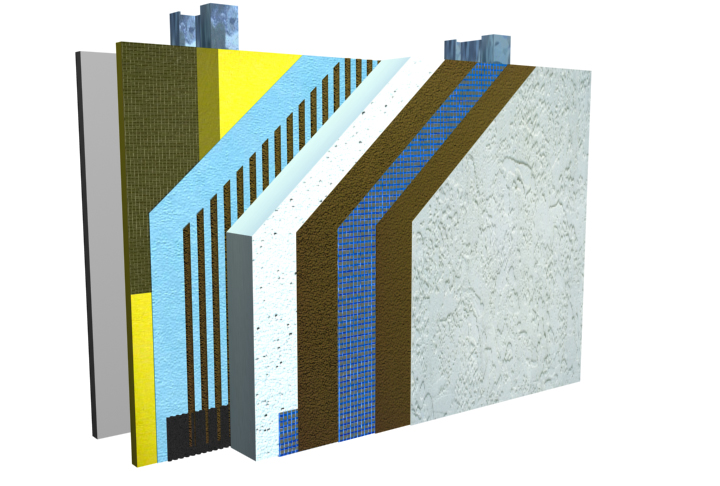 Typical components of an exterior insulation and finish system (EIFS) system. 