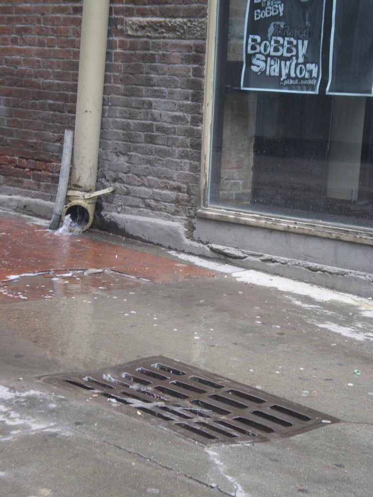 A conventional way of handling stormwater is to direct it into storm drains at fast speeds with water collecting harmful pollutants on the way.