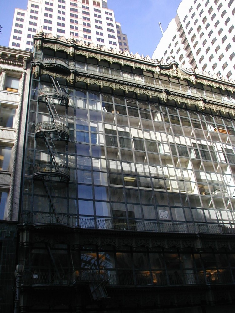 This is the Hallidie Building before its architectural façade restoration. 