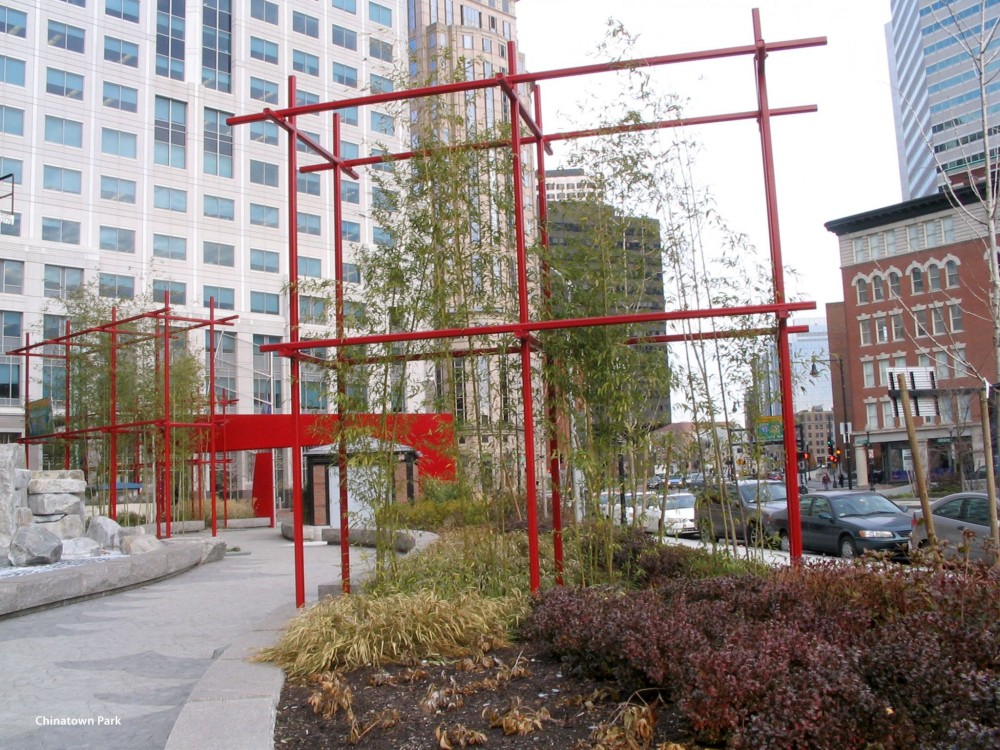 The entrance gates and bamboo gardens of Chinatown Park (Boston, Massachusetts) will be a bold welcome for years to come thanks to the dual protection of galvanized steel and paint.