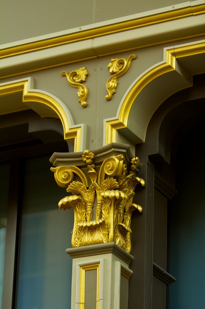 The cast-iron façade on Zions Cooperative Mercantile Institution (ZCMI) consists of thousands of ornamental components assembled together on columns.