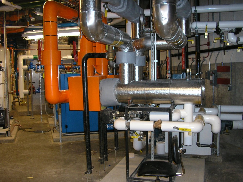 These large mechanical rooms have complicated piping. The specifications called for color-coded piping which has made the facility’s operation easier for the operators.