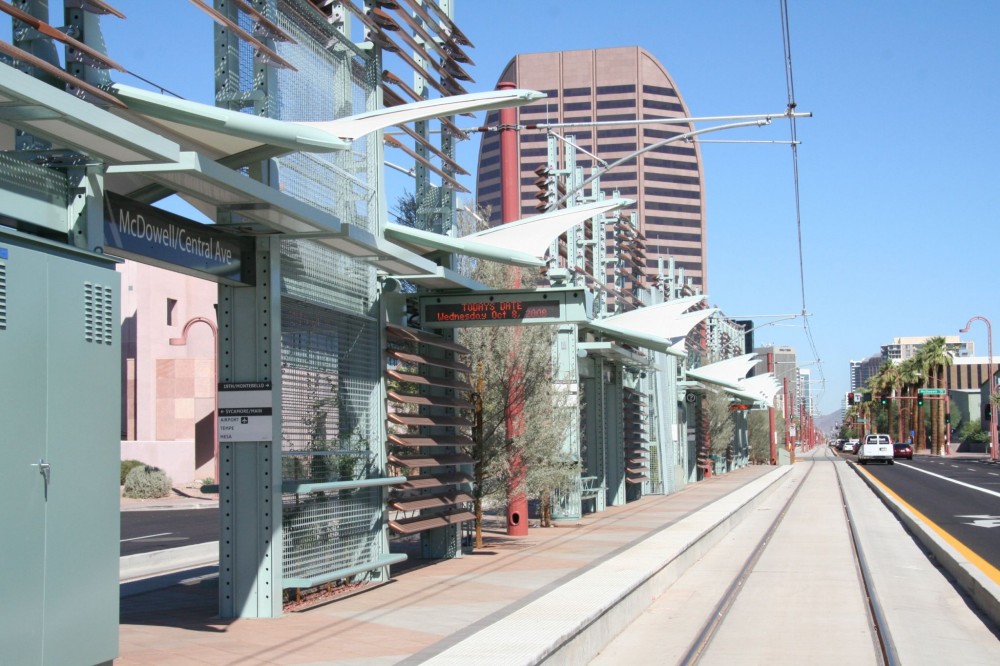 The Valley Metro Light Rail System facilitates travel in Phoenix, Arizona, while the duplex system utilized on the stations ensures long-lasting protection.