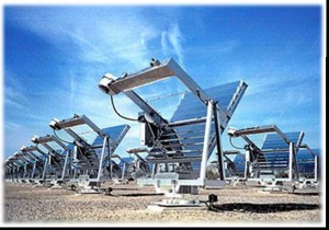 The Q-Trac sunlight concentrator (Buckeye, Arizona) uses 10 mirrors and natural sunlight to simulate 20 years of sun weathering in just two years. [CREDIT] Photo courtesy Q-LAB CORPORATION 