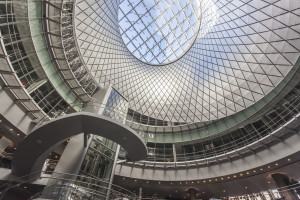 Figure 7: Matched fire-rated and non-rated steel curtain walls create a uniform aesthetic in New York's Fulton Center transit hub.