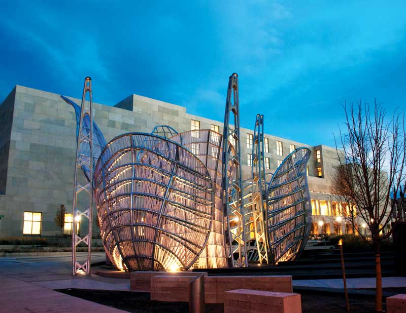 The Light Chamber sculpture, which uses hot-dip galvanized steel, welcomes guests to the courthouse in Denver.  Photos courtesy AGA