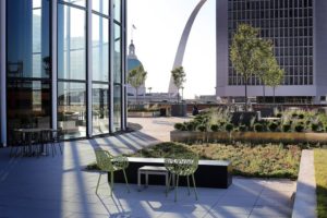 The building’s occupants can enjoy views of the city’s landmarks, including the Arch and the Old Courthouse.