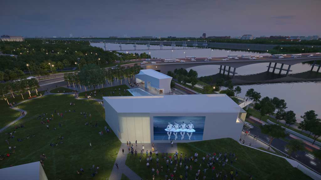 The new outdoor video wall will display concert and film screenings.