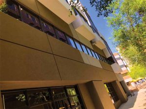 Since mineral wool resists radiant energy, it can be used in arid climates with intense sunshine as a wall protection barrier for open-joint cladding systems such as rainscreen. Images courtesy Sto Corp.