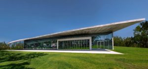 Designed by Arquitectonica, the newest addition to the University of Miami's School of Architecture is an exposed structure of glass and concrete. Photo courtesy Arquitectonica