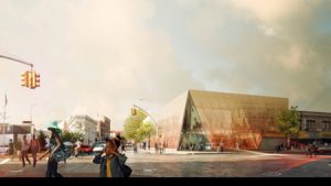 Rendering of the Snøhetta-designed Far Rockaway Public Library in New York. Photo courtesy Snøhetta