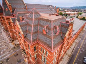 Built to withstand Cincinnati’s wind, rain, and snow, the music hall is an example of shingles’ durability and beauty. This project won the Asphalt Roofing Manufacturers Association’s (ARMA’s) 2018 QARC Gold Award. Photo courtesy CertainTeed Corporation