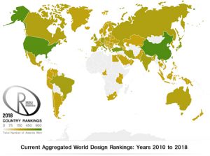 The United States took first place among 100 represented countries in the World Design Rankings (WDR) in 2018 with 48 Platinum Design Awards won globally. Photo courtesy World Design Rankings 