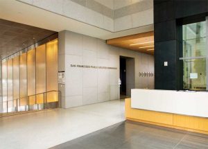 The San Francisco Public Utilities Commission (SFPUC) building achieves a neo-classical design with granite.