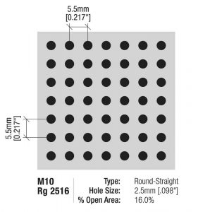 Figure 1: The perforation pattern in this ceiling panel allows more than 95 percent of sound to pass through it to be absorbed by the backing material.