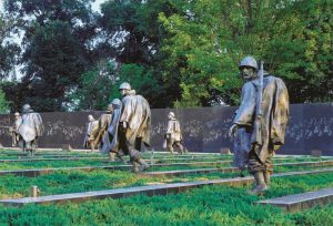 Granite from Clovis, California, was used for the Korean War Memorial’s wall in Washington, D.C. Bands of polished granite accross the memorial’s ground suggest the tilled terrain in parts of Korea.