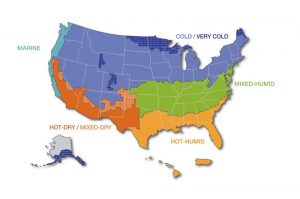 The different climate zones of the United States.