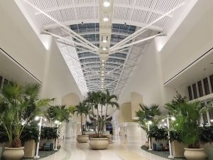 The Orlando International Airport’s Intermodal Terminal Facility (ITF) used aluminum-framed segments to compose its skylight system. Photo courtesy Acurlite and Greater Orlando Aviation Authority