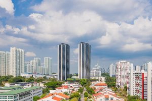 The world’s tallest modular towers, Clement Canopy, have been constructed in Singapore. Photo courtesy Bouygues Bâtiment International