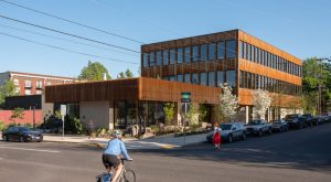 Timber used for the Nature Conservancy’s (TNC’s) Oregon headquarters in Portland was sustainably sourced from their regional restoration projects. Photo © Shawn Records