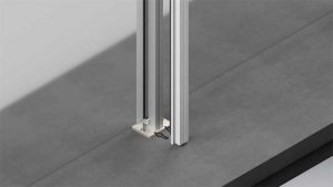 An aluminum post system with snap-fit pressure plate to secure glass and a snap-fit cover plate to conceal all fasteners.