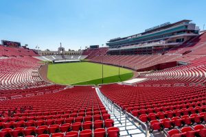 The United Airlines Field at the Los Angeles Memorial Coliseum is now complete. Photo courtesy University of Southern California