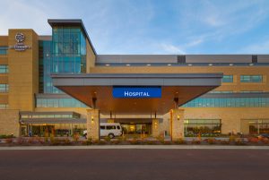 The patient-focused design of the St. Elizabeth’s Hospital in O’Fallon, Illinois, offers more space, greater efficiencies, and a modern appearance. Photo © Matt Marcinkowski. Photo courtesy Rockfon