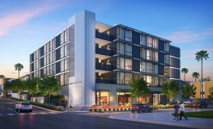 Designs have been revealed for Hope on Alvarado, a housing solution for the homeless in Los Angeles, California, using modular construction. Rendering courtesy KTGY Architecture + Planning