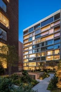 Brazilian architect Isay Weinfeld’s first New York City residential condominium Jardim comprises two towers connected by central gardens and amenities. Photo courtesy Evan Joseph