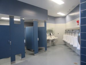 High-density polyethylene partitions feature in the newly renovated War Memorial Arena’s Oncenter in Syracuse, New York. Photo courtesy Scranton Products