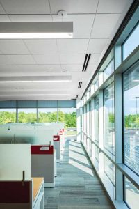 Building standards and guidelines require good acoustics and are evolving with more stringent requirements. Many now require the use of high noise reduction coefficient (NRC) ceiling panels. Photo © Joe Ciarlante