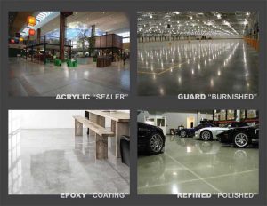 ‘Shiny’ does not equate to polished concrete. Many Division 09 finishes mimic a polished finish without providing the strength, safety, and sustainability of an actual refined concrete floor. Photos courtesy XRQ Corp