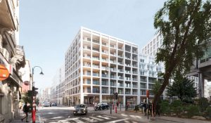 Henning Larsen’s design for the city block at Place de Brouckère in Brussels, Belgium, draws on traditional and contemporary heritage to create a mixed-use destination for the city in the 21st century. Rendering courtesy Henning Larsen