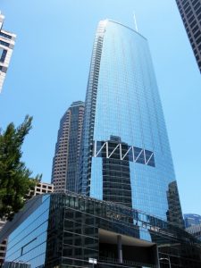 The Wilshire Grand Center in Los Angeles, California, is the recipient of the American Institute of Steel Construction’s (AISC’s) ‘National’ award. Photo courtesy Len Joseph