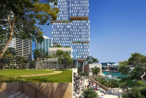 Henning Larsen wins competition to design Cockle Bay Park, a major tower project in central Sydney, Australia. Rendering courtesy Henning Larsen