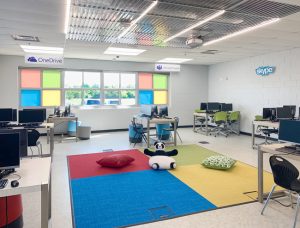 Staff and teachers at the Arbor Park School District 145, Illinois, brought outdated classrooms back to life with the use of acoustic ceiling panels. Photo courtesy Arbor Park School District 145