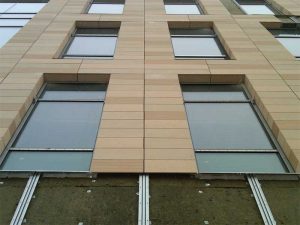 A terra cotta system installed at the Wisconsin Institute for Discovery.