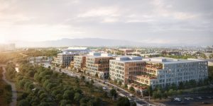 Ground has broken on Kohn Pedersen Fox Associates (KPF)-designed Platform 16, a three-building office campus in downtown San Jose, California. Image courtesy KPF