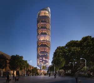 Atlassian plans to build the world’s tallest hybrid timber tower for its new headquarters in Sydney, Australia. Image courtesy Atlassian