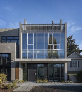 For the Canal Street project, Seattle, Washington, Heliotrope Architects took a narrow, commercially zoned, urban-infill lot with a small, rundown 1950s-era house and transformed it into a new, forward-thinking commercial office building. Photo courtesy Aaron Leitz