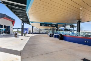 The Atlanta Braves Spring Training Complex, North Port, Florida, used complete ceiling solutions to create the desired appearance of a contemporary training facility. Photo © Ryan Gamma Photography. Photo courtesy Rockfon