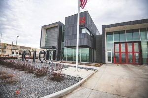 The net-zero-energy Fire Station No. 14, Salt Lake City, Utah, earns the Leadership in Energy and Environmental Design (LEED) Gold certification with a triple-glazed, thermal block curtainwall system. Photo © Cache Valley Photographers. Photo courtesy Tubelite Inc.