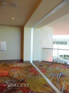 Metal expansion joint covers are used across carpeted floors, painted drywall, and ceilings at the Hyatt Regency Orlando in Orlando, Florida. All images courtesy Balco