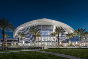 The structurally expressive student union building creates a “city within a city” on the Daytona Beach campus.