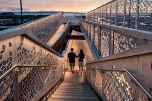 The truss form of the Grand Avenue Park Bridge responds directly to its programmatic needs while recalling the form and character of traditional railroad trusses found across the Pacific Northwest.