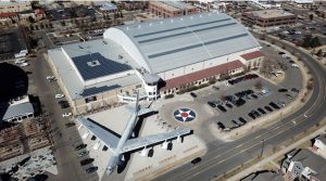 The Wings Over the Rockies Air & Space Museum in Denver, Colorado, maintained its historic look with a curved standing seam roofing. Photo courtesy S-5!