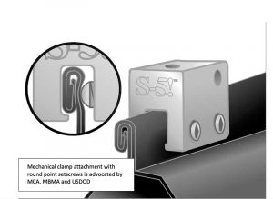 Figure 7: Mechanical clamp attachment with round point setscrews is advocated by the Metal Construction Association (MCA) and the Metal Building Manufacturers Association (MBMA).