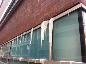 Figure 8: Air exfiltration contributing to ice formation on the exterior.